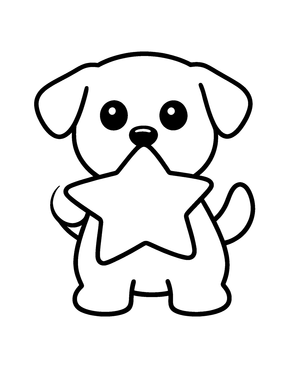 Easy Puppy Star coloring page – An easy puppy holding a big Christmas star.